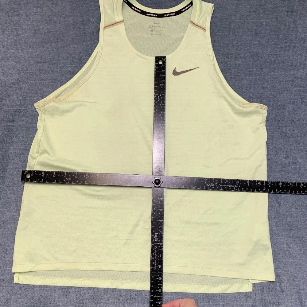 Nike Dri Fit Tank Top Womens XL Lime Green Mesh Lined Running Swoosh Performance